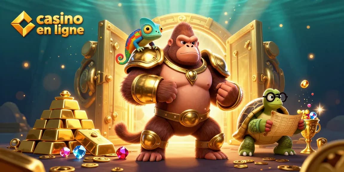 Jouez avec le roi gorille et le caméléon dans un casino en ligne dynamique.