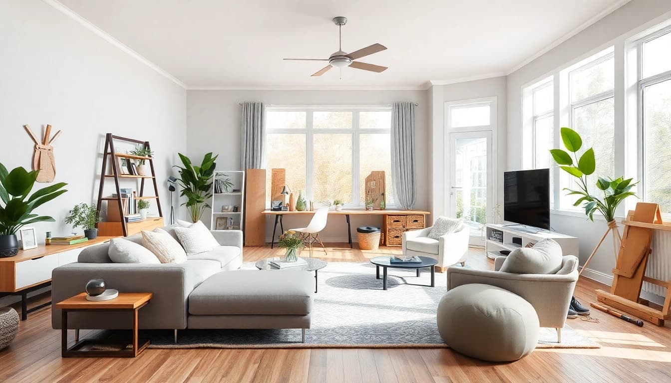 Home renovation showcasing a modern living room transformation with stylish decor and an inviting atmosphere.