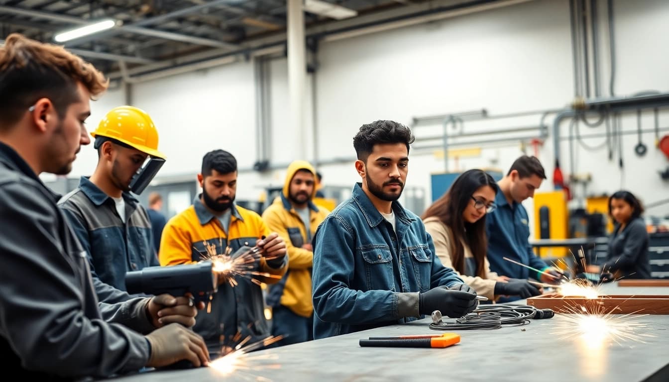 Engaged students at a trade school in Tennessee, learning practical skills for their careers.