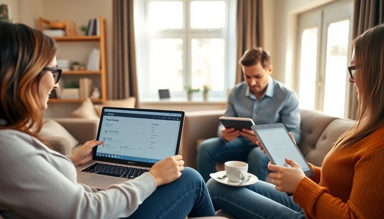 Participate in engaging surveys on https://enqueteplein.nl, illustrated in a cozy home office.