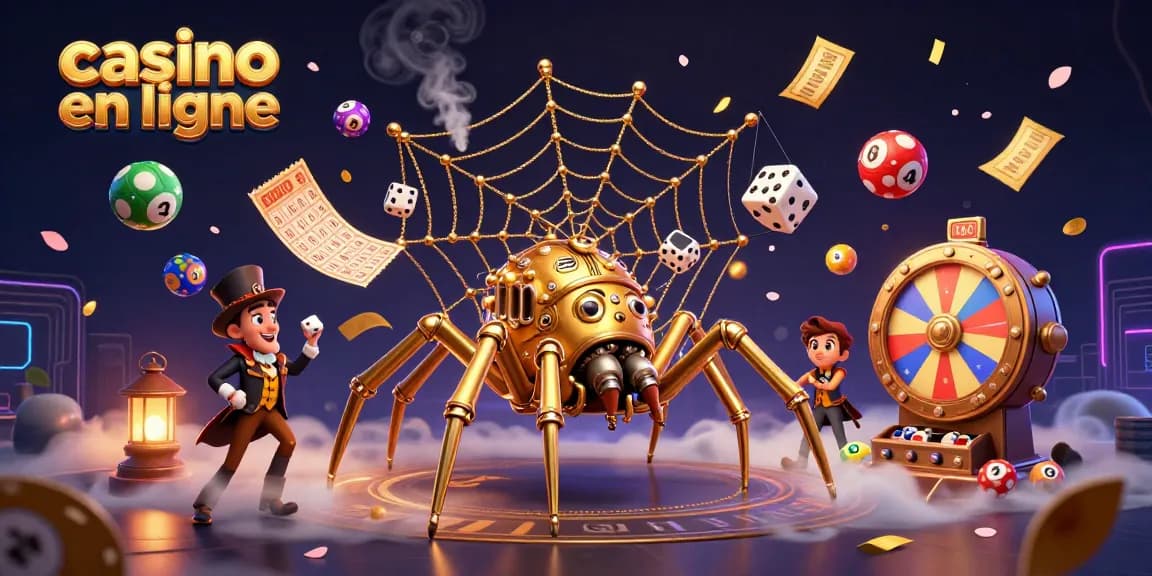 Profitez des jeux passionnants de casino en ligne avec cette illustration dynamique captivante.