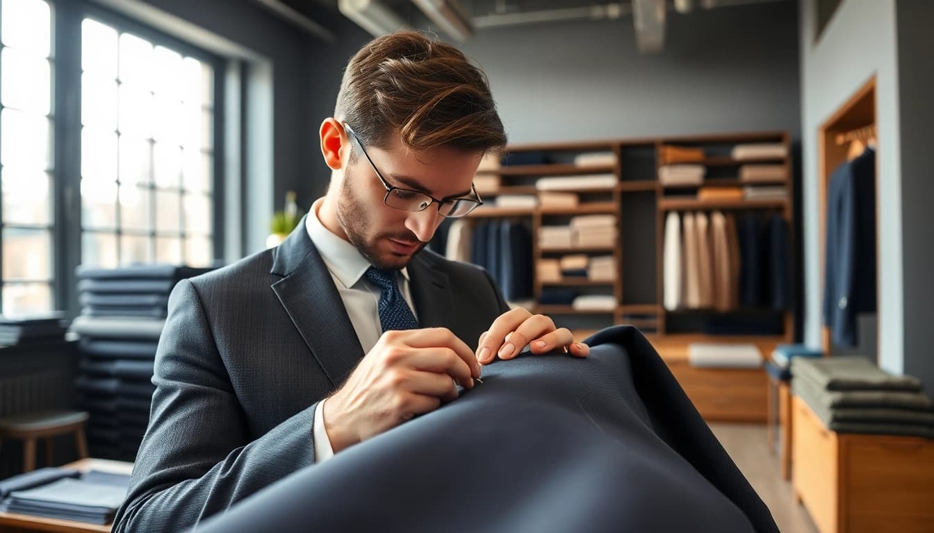 Hand-tailoring bespoke custom made suits with precision and elegance.