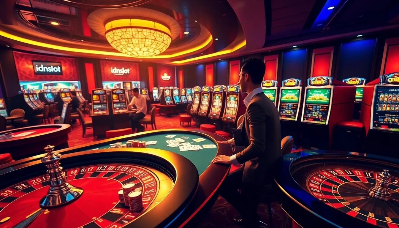 Experience premier gaming with idnslot's online interface showcasing lively casino activities.