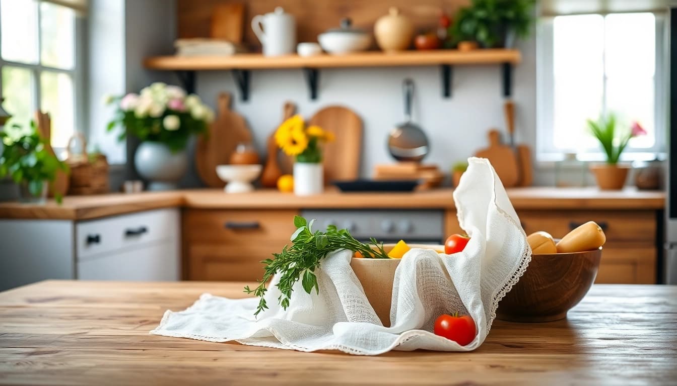 Kaasdoek in een professionele keuken setting met verse ingrediënten.
