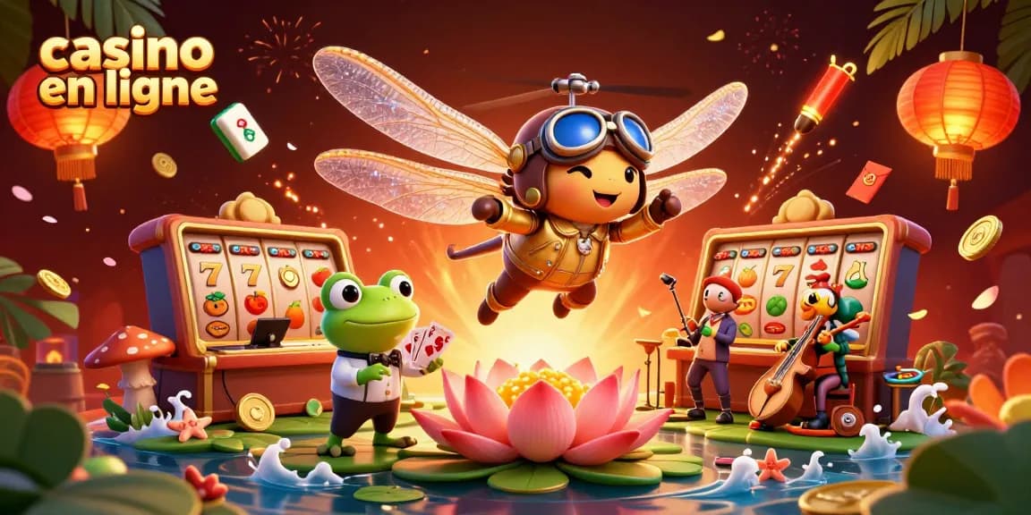 Jeux captivants au casino en ligne avec un pilote et un croupier sur un fond lumineux.