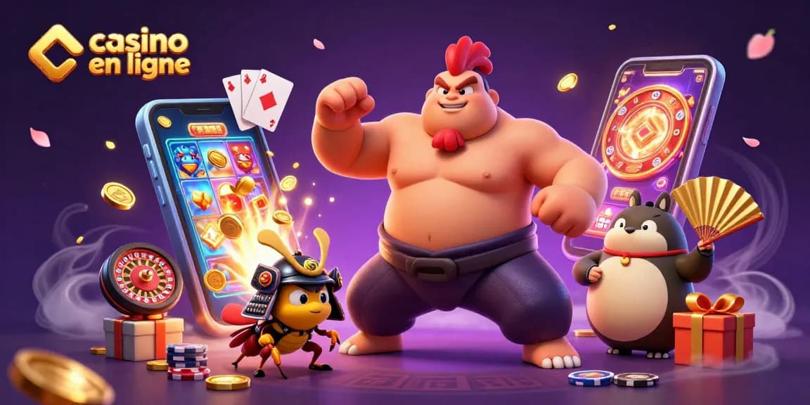 Découvrez les jeux palpitants de casino en ligne avec un roosteur sumo et un crickets guerrier au centre de l'action.