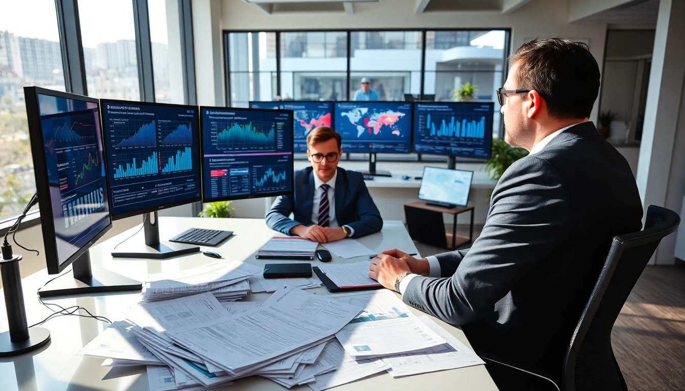 Analyze data insights on Usa Today with a professional journalist in a modern office.