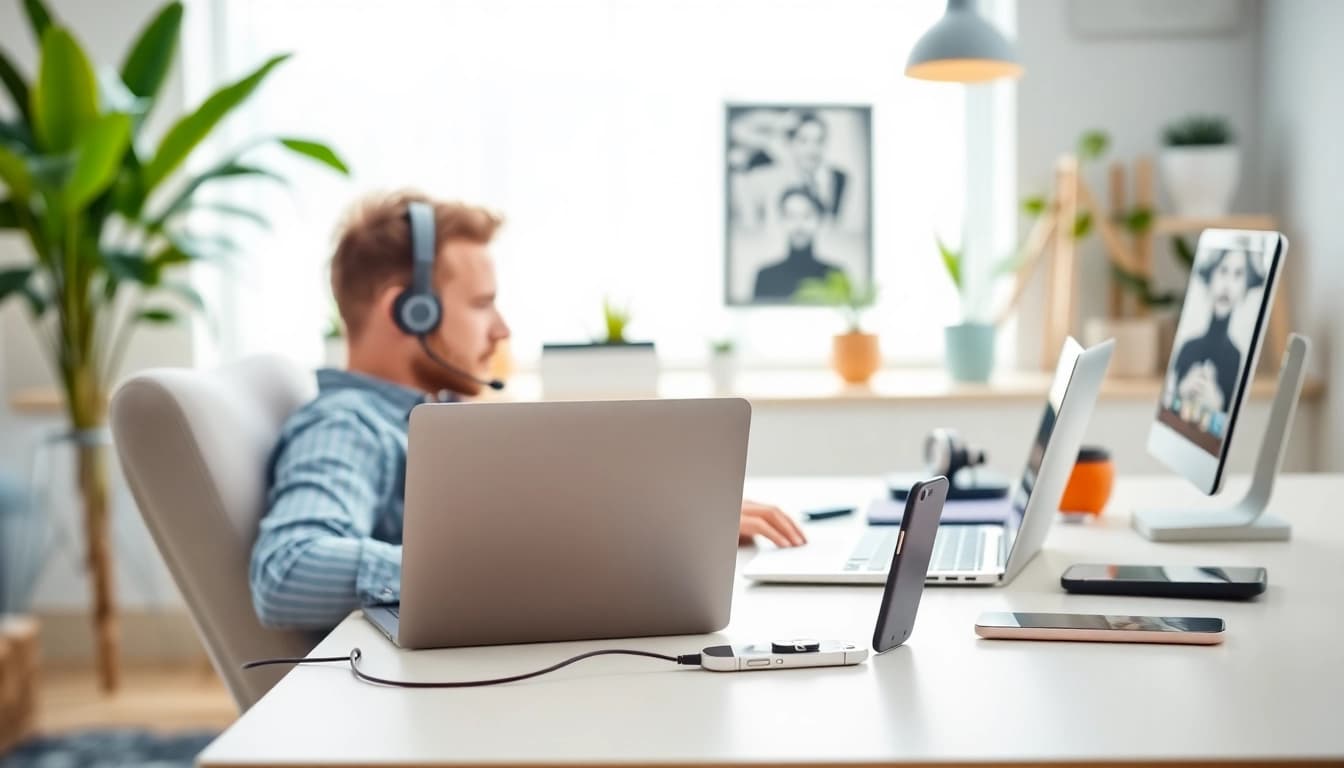 Enhance your productivity with remote call control technology in a modern workspace.