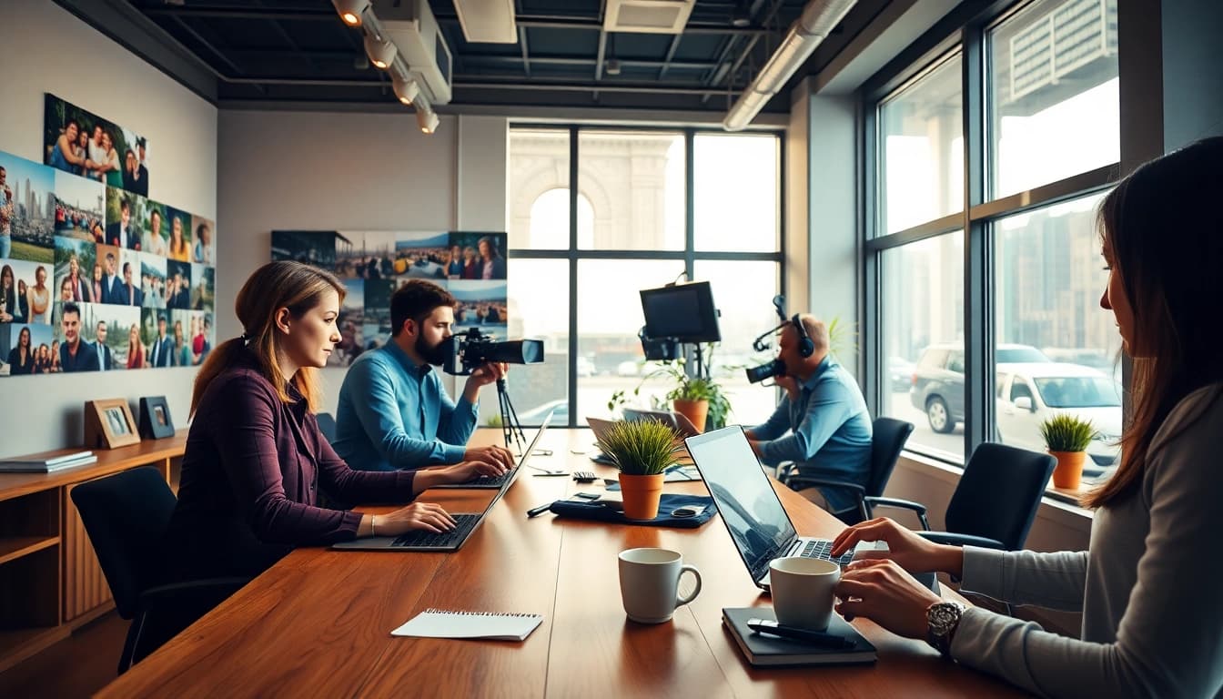 Engaging journalists at https://kbindependent.org/ in a vibrant newsroom setting, fostering community connection.