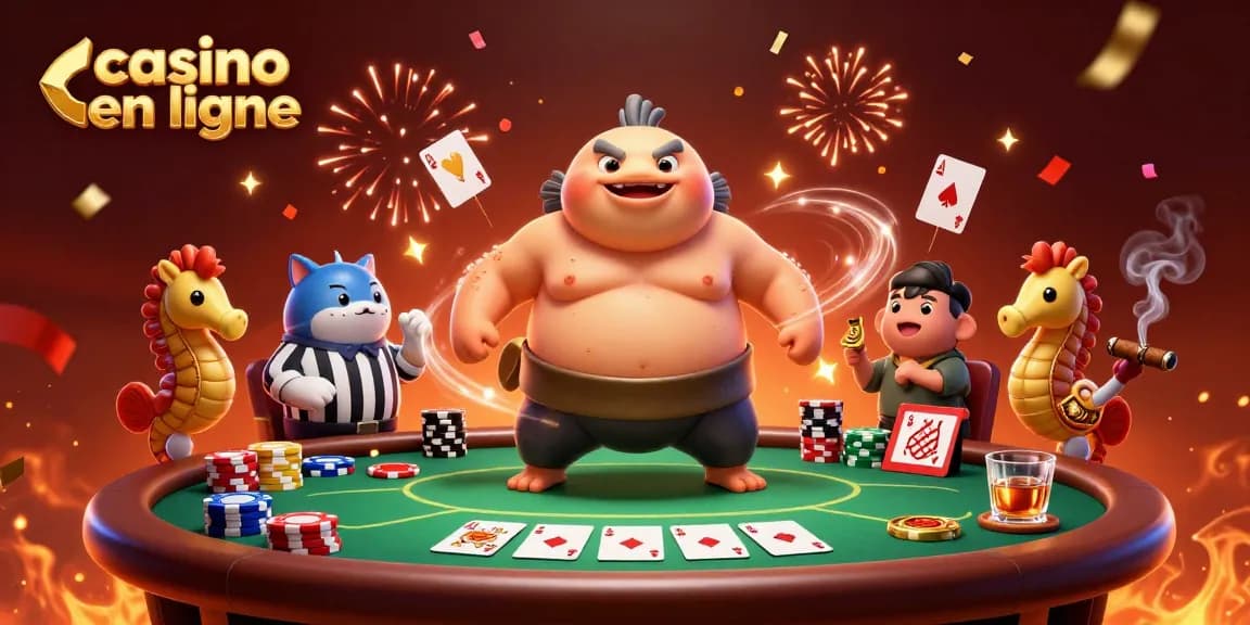Jouez à casino en ligne avec un fugu, un juge poisson-chat et des hippocampes célébrant.