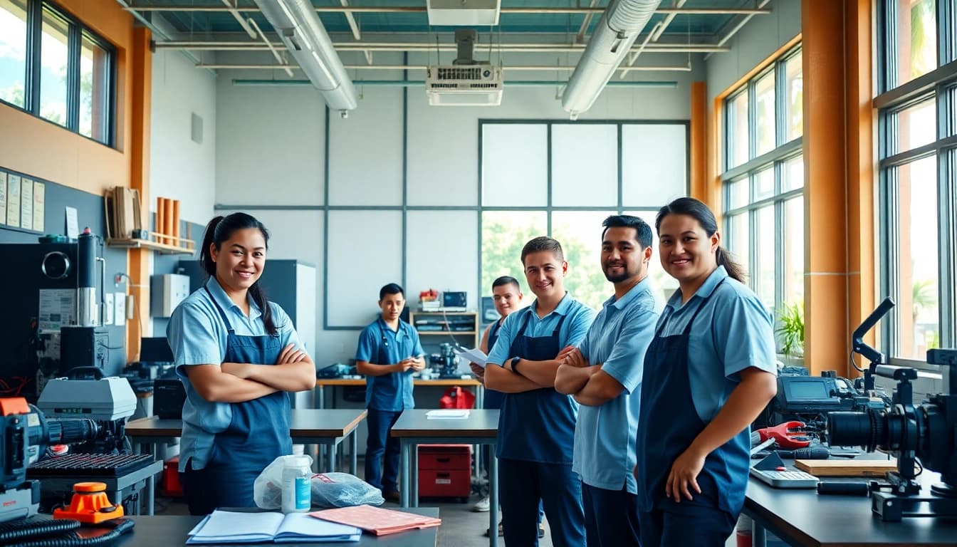 Students learning at trade schools in Hawaii, engaging in hands-on training.