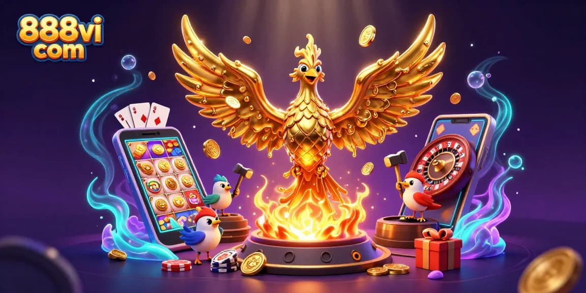 Experience exciting wins with 888vi com in this vibrant casino scene of golden phoenix and games.