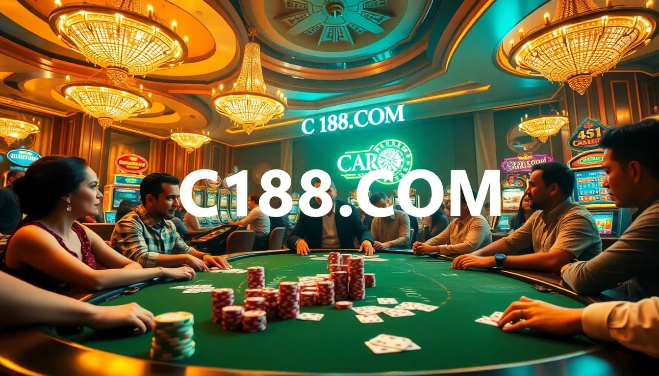 C168.COM captures the thrill of poker players engaging in a high-stakes game in a luxurious casino setting.