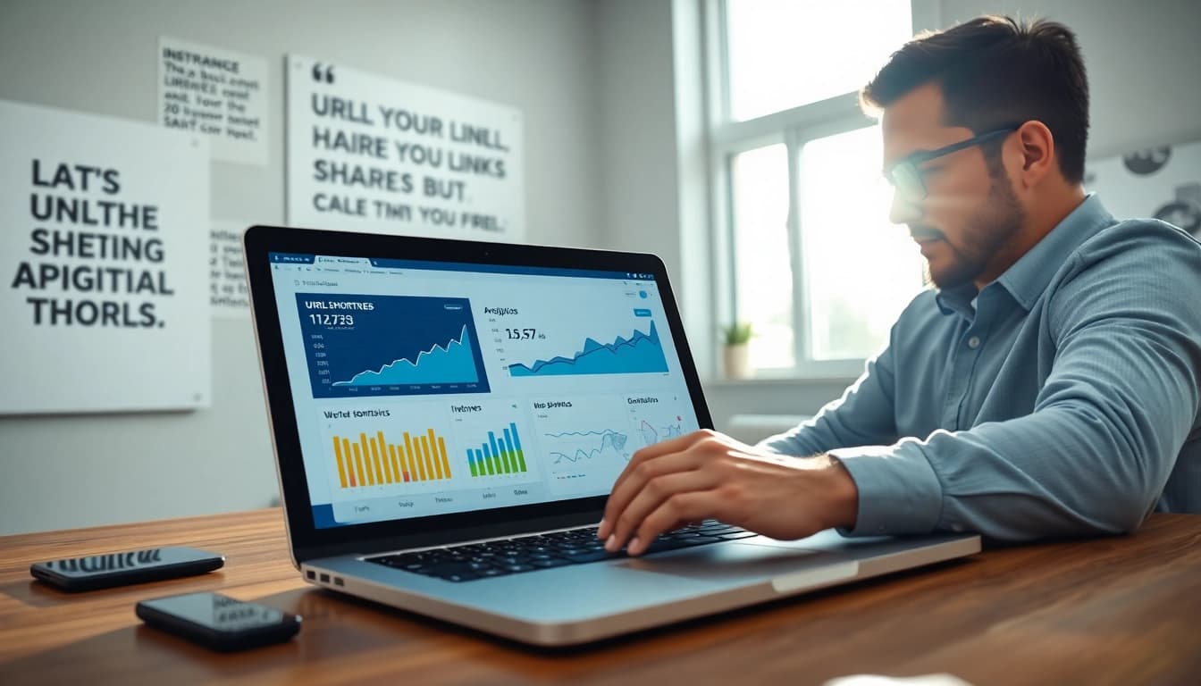 Discover the best url shortener to make money with analytical marketing tools in a vibrant workspace.