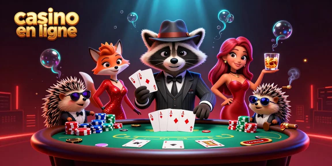 Jouer au casino en ligne avec un élégant raton laveur, une renarde séduisante et un hérisson vigile.