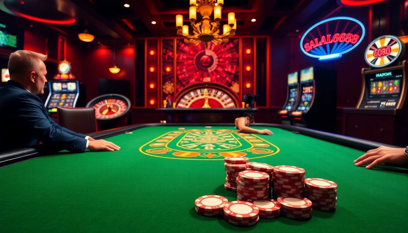 Experience thrilling gameplay and strategic betting at salad6688 casino tables with vibrant colors and action-packed atmosphere.