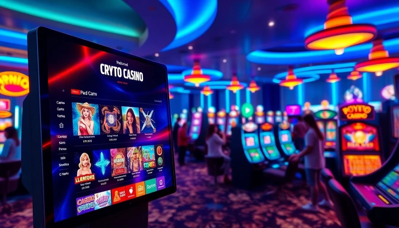 Explore vibrant gaming scenes of a crypto casino site filled with engaged players and dynamic games.
