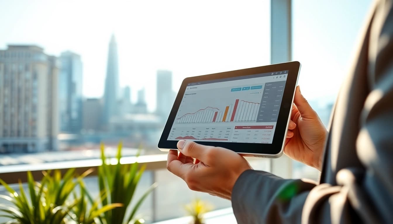 Bewertung von Immobilien auf https://frankfurt-immobilie-bewerten.de mit modernem Tablet in Frankfurt.