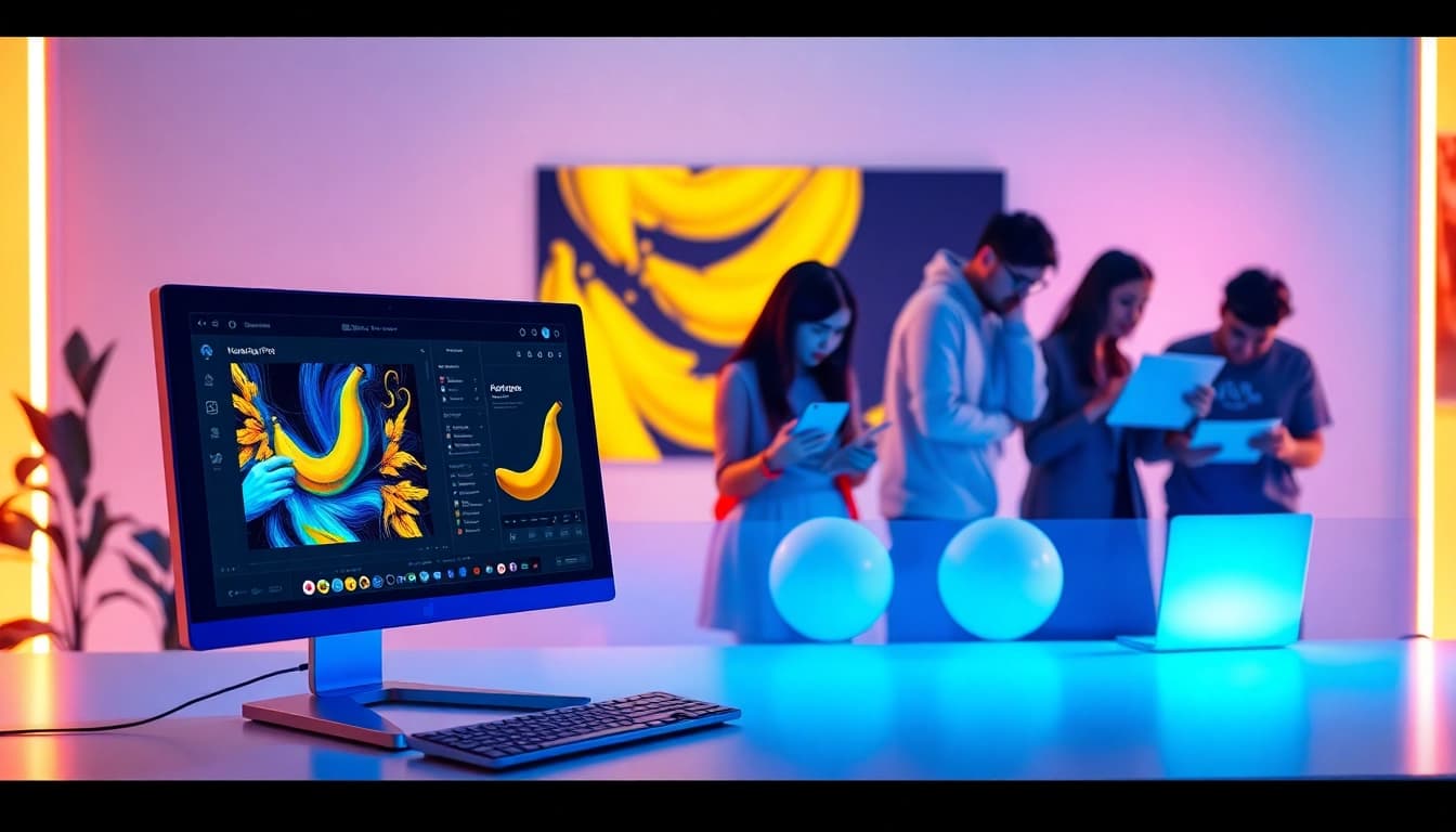 Advanced AI image editing with Nano Banana Pro in a modern workspace.