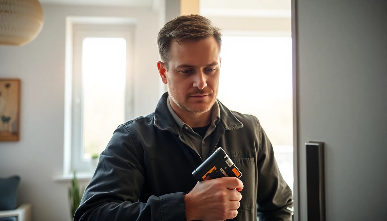 Schlüsseldienst Rastatt öffnet beschädigungsfrei eine Tür mit professioneller Technik.