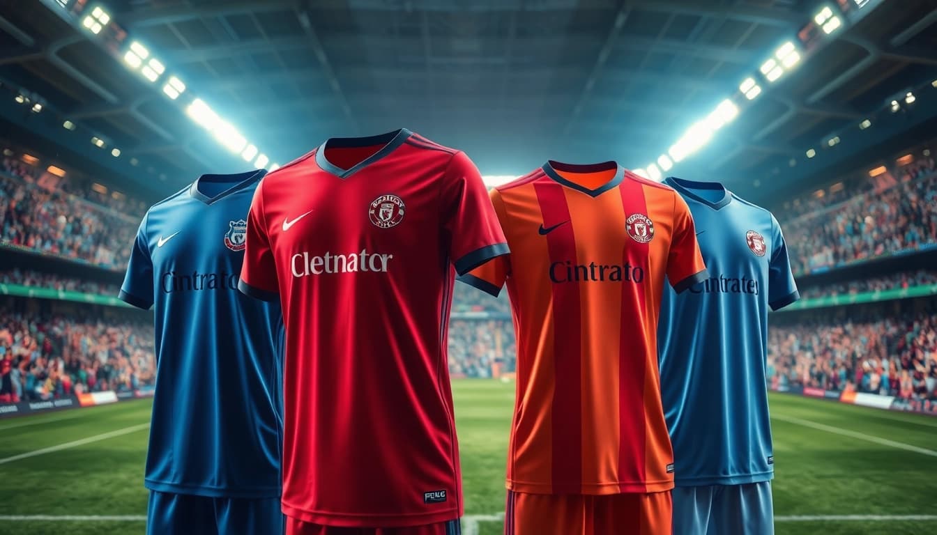 Shop vibrant football kits showcasing energetic team spirit and quality design.
