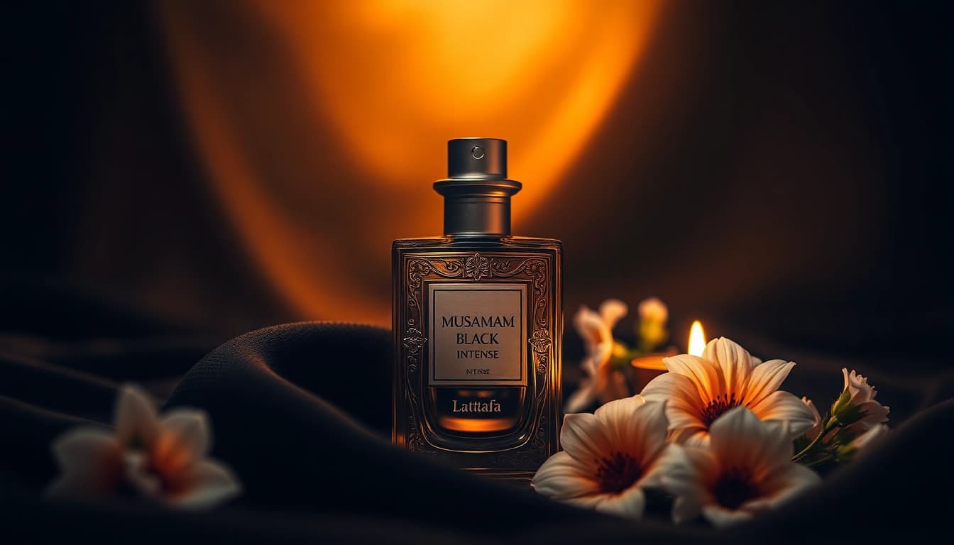 Voeg Musamam Black Intense by Lattafa toe aan je parfumcollectie met een luxe flacon en elegante stijl.