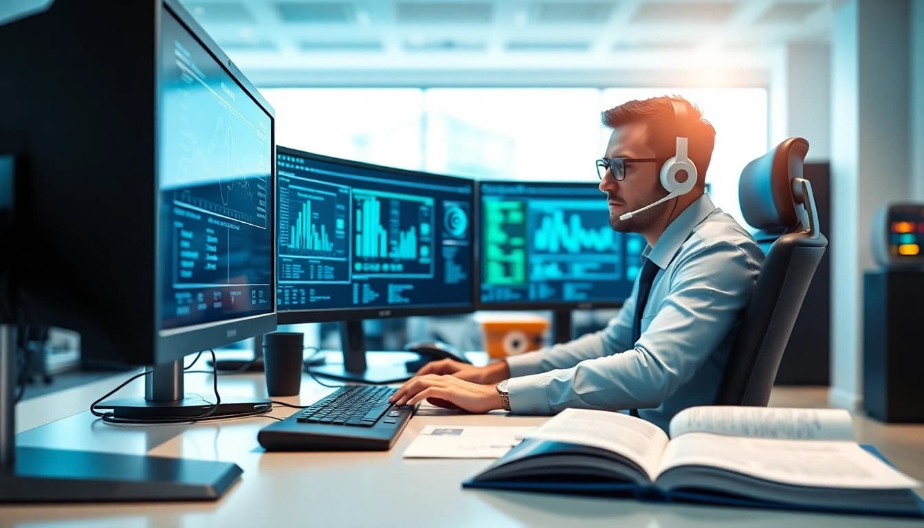 Offering expert computer support in a high-tech office with diagnostic tools.