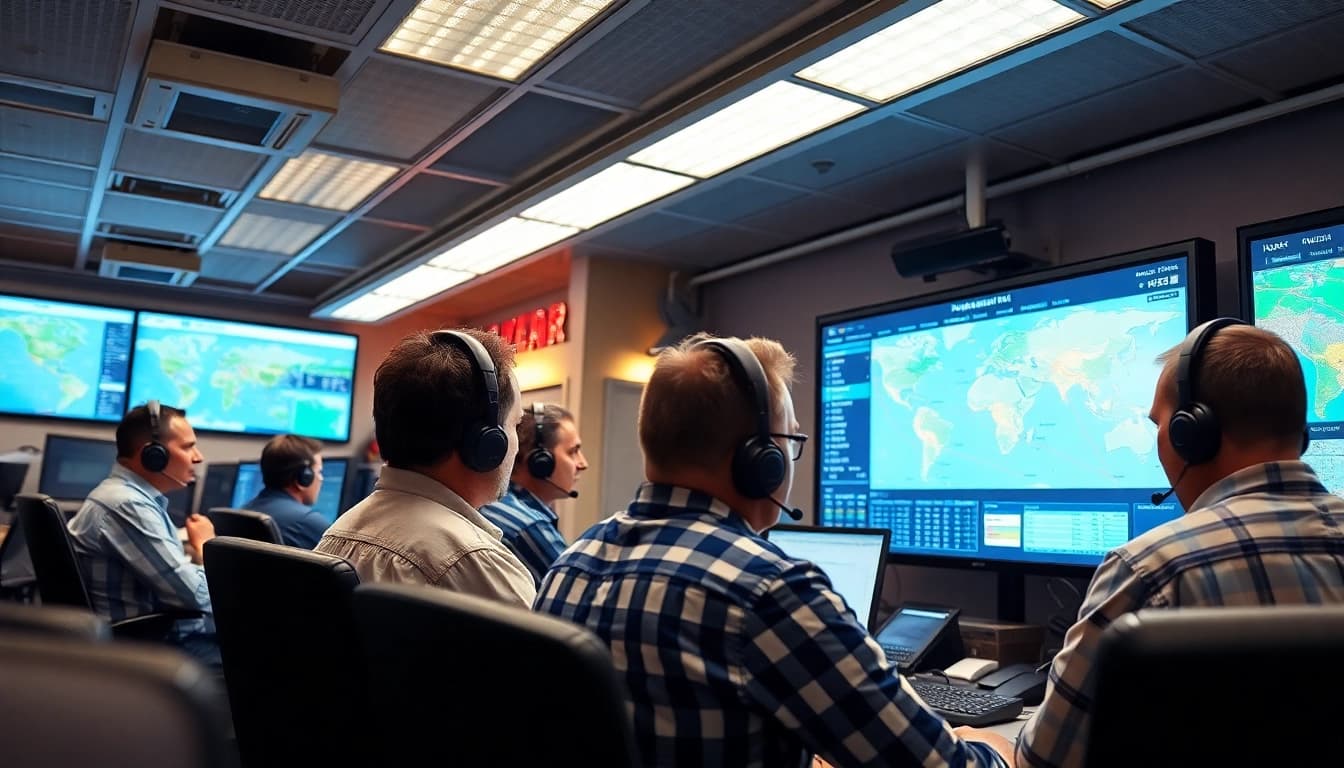 Truck Dispatch Services enabling effective communication and logistics management in a modern dispatch center.