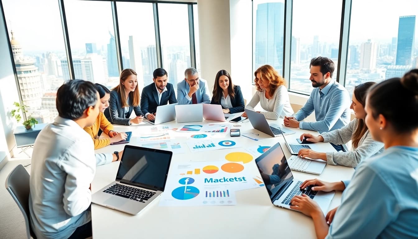 Teams collaborate on social media strategies at https://boost-social-media.com, emphasizing creativity and professionalism.