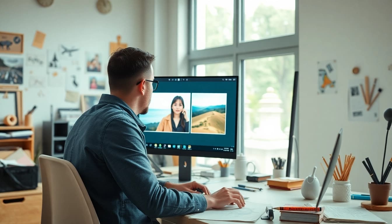 Transform captivating image to image designs at a creative workstation.