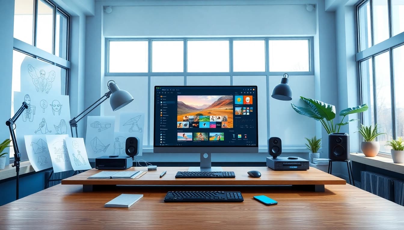 Creating captivating videos with Sora in an inspiring studio atmosphere.