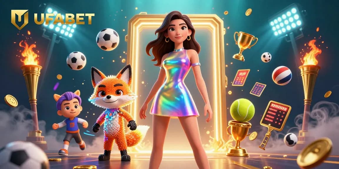 Experience the excitement of UFABET's vibrant betting scene with sports elements and dazzling visuals.