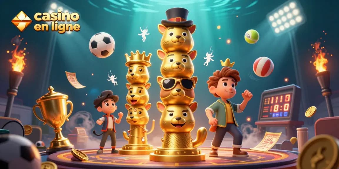 Découvrez le monde du casino en ligne avec des éléments de jeux dynamiques et un totem énergique.