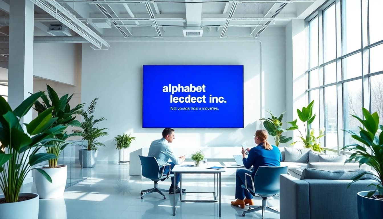 Visual representation emphasizing the alphabet inc vision statement in a modern workspace with bright natural lighting.