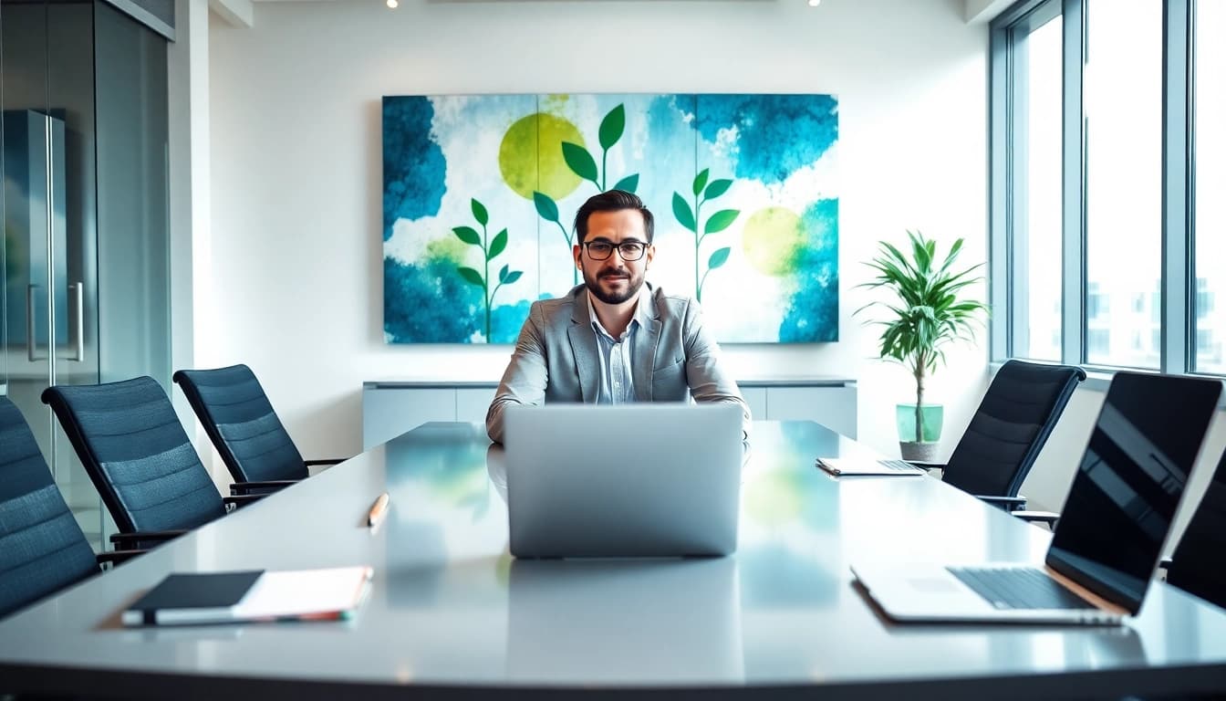 Engaging business coach near me leading a collaborative session in a modern workspace.