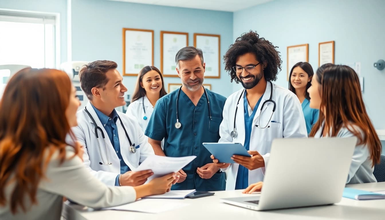 Engaging scene at https://www.medexdtc.com with medical professionals providing care in a welcoming office.