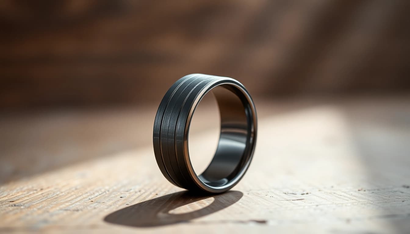 Showcase Gunmetal Wedding Bands for Men highlighting unique matte and polished finishes.