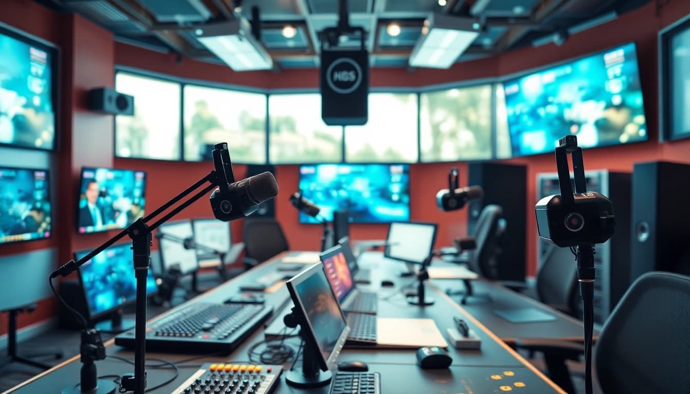 Interactive news broadcast at https://chadronradio.com/ showcasing vibrant studio atmosphere.
