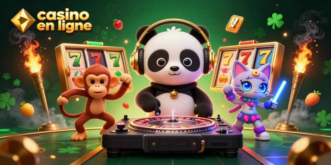 Jouez au casino en ligne avec des machines à sous et des personnages animés dynamiques.