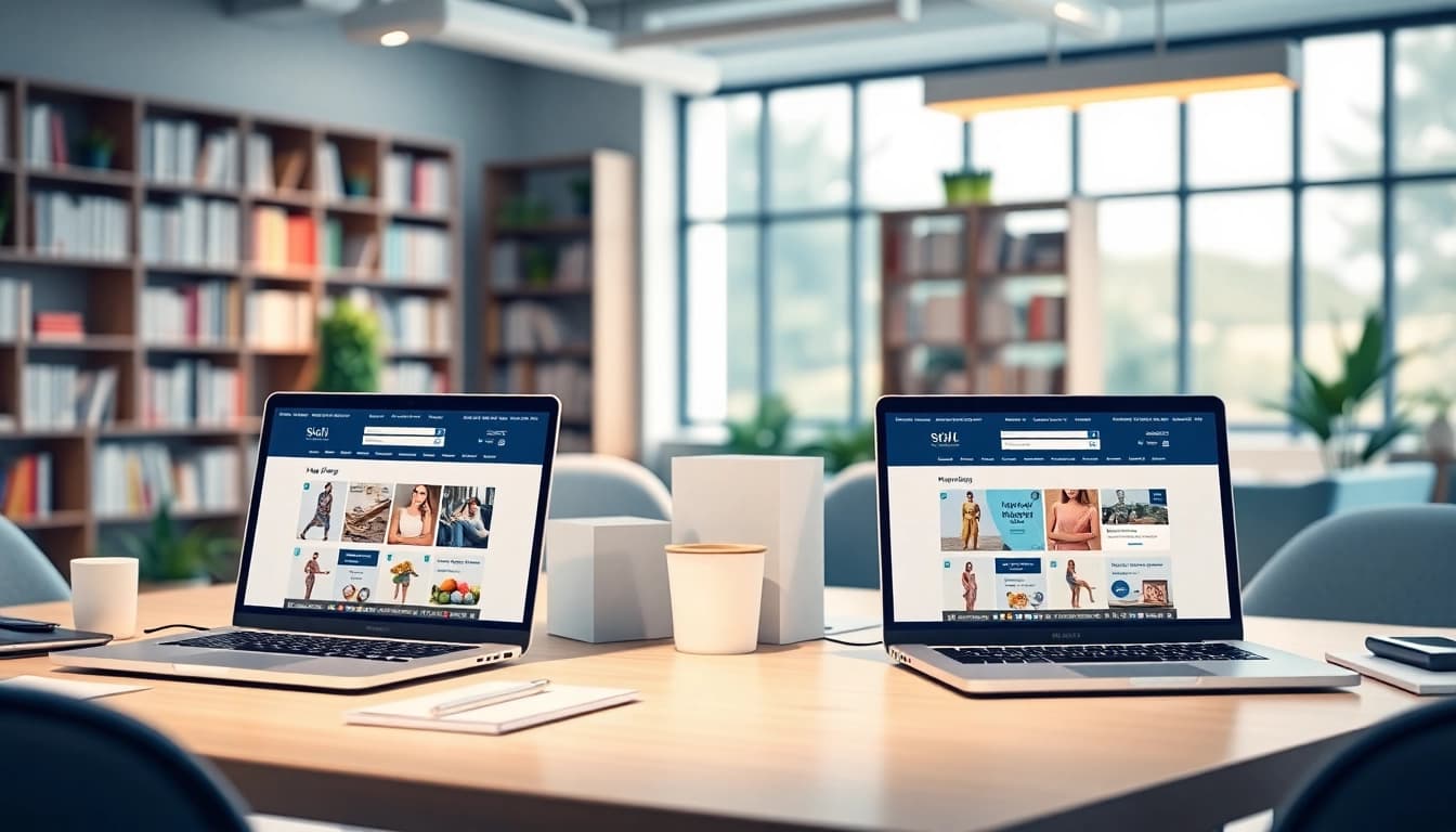 Showcasing a professional workspace featuring a Shopify Alternative solution for online stores.