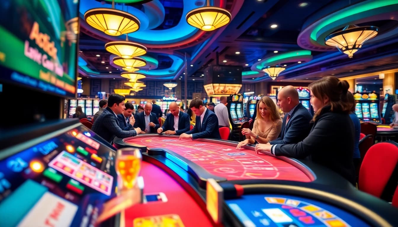 Engaging casino scene showcasing gaming excitement at https://duel-rewards.com with vibrant colors and enthusiastic players.