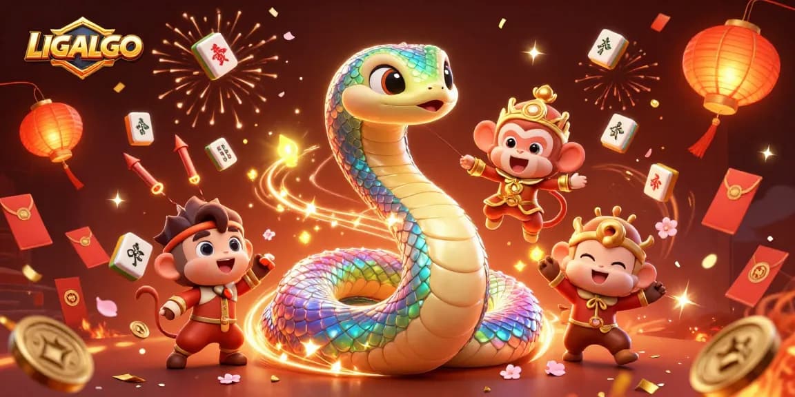 LIGALGO invites players to engage in thrilling gameplay with vibrant illustrations showcasing colorful characters and casino elements.