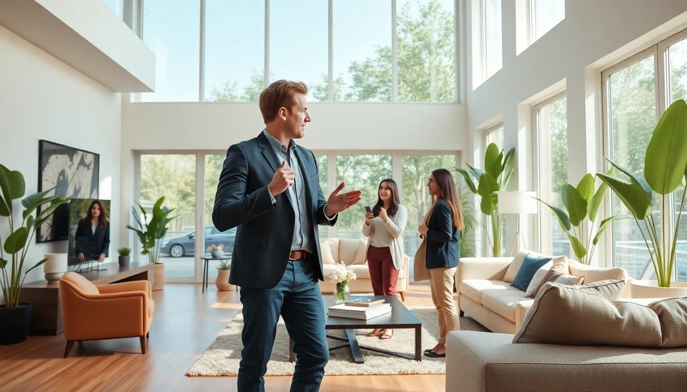 Showcasing Real Estate with a modern interior design and bright lighting for inviting atmosphere.