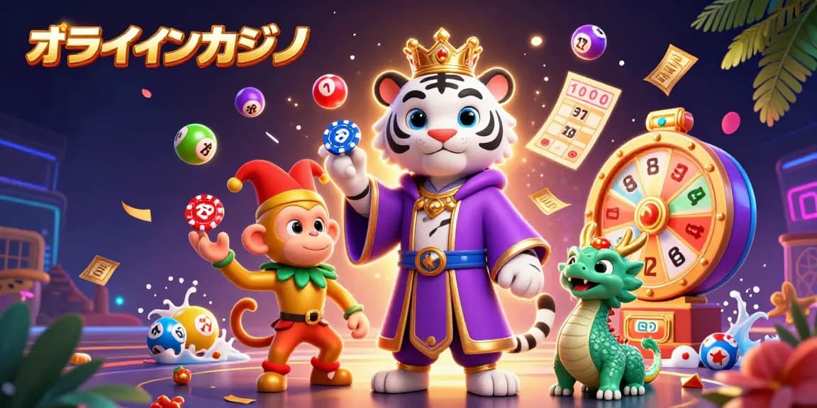 オンラインカジノで遊ぶ様子を極細かく描いたイラスト