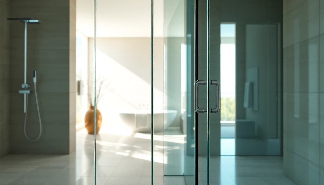 Stylish shower doors uk featuring modern glass design in a luxury bathroom setting.