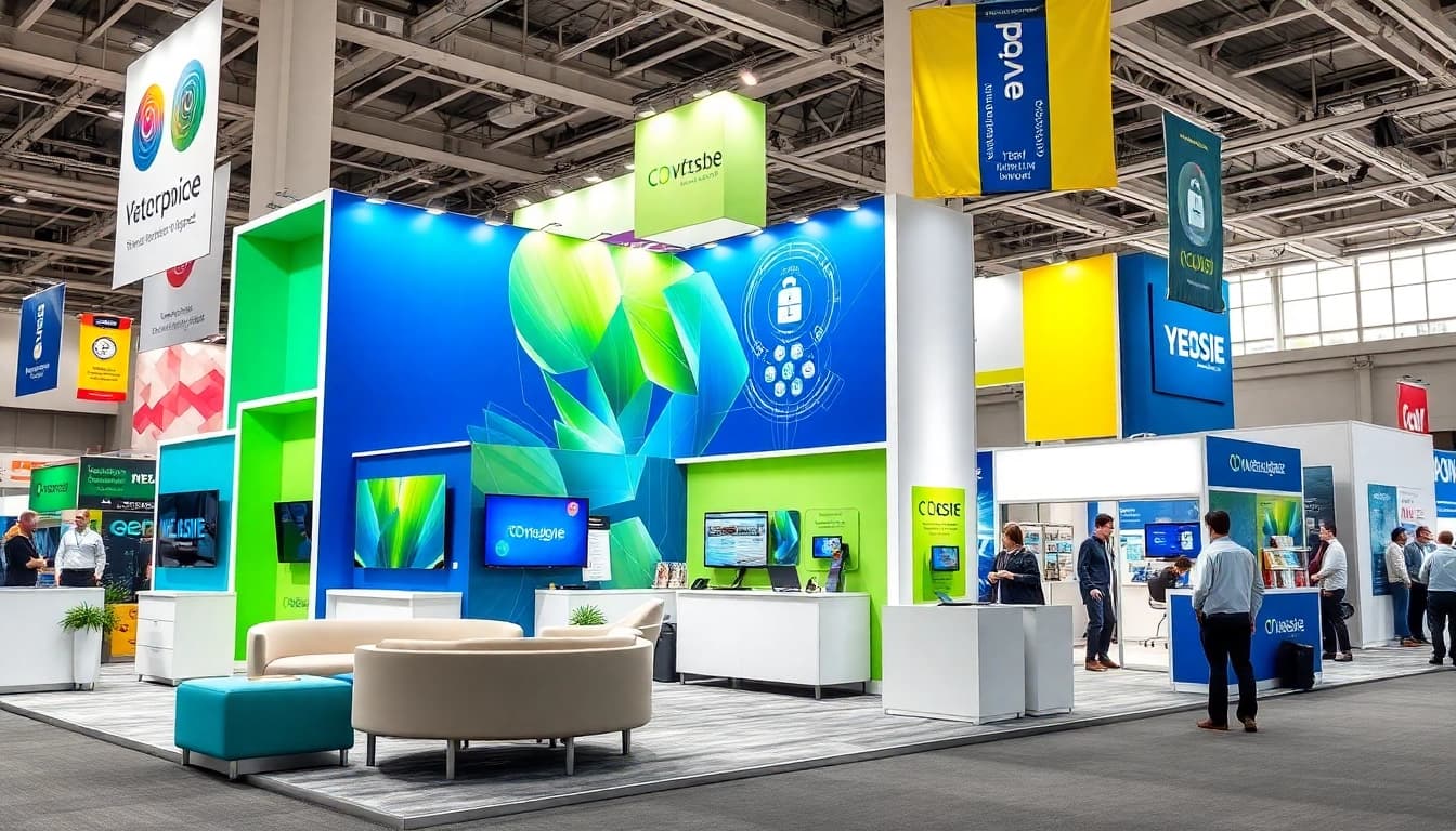 Showcasing an engaging trade show booth with vibrant designs and interactive elements.