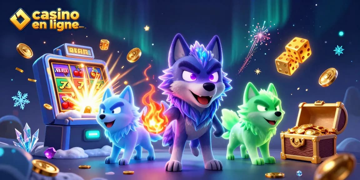 Jouer dans un casino en ligne avec des jackpots, des étoiles brillantes et des loups fantomatiques.