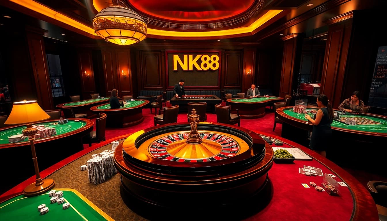 Experience the thrill of an elegant casino setting with NK88, featuring roulette and excitement!
