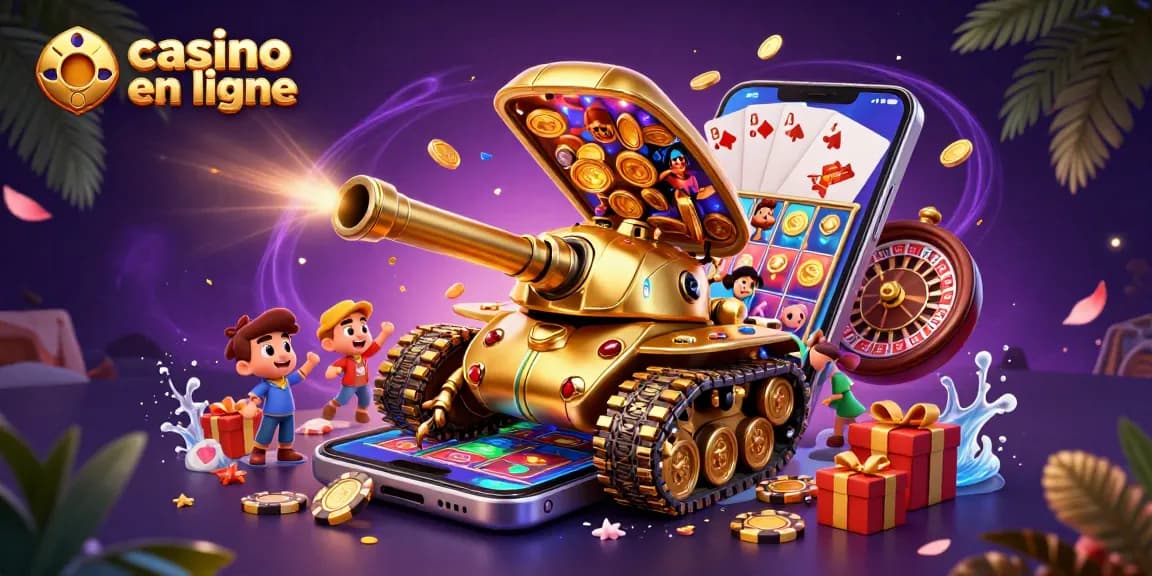 Jouez à des jeux de casino en ligne fascinants avec ce tank en or massif représentant un casino miniature.