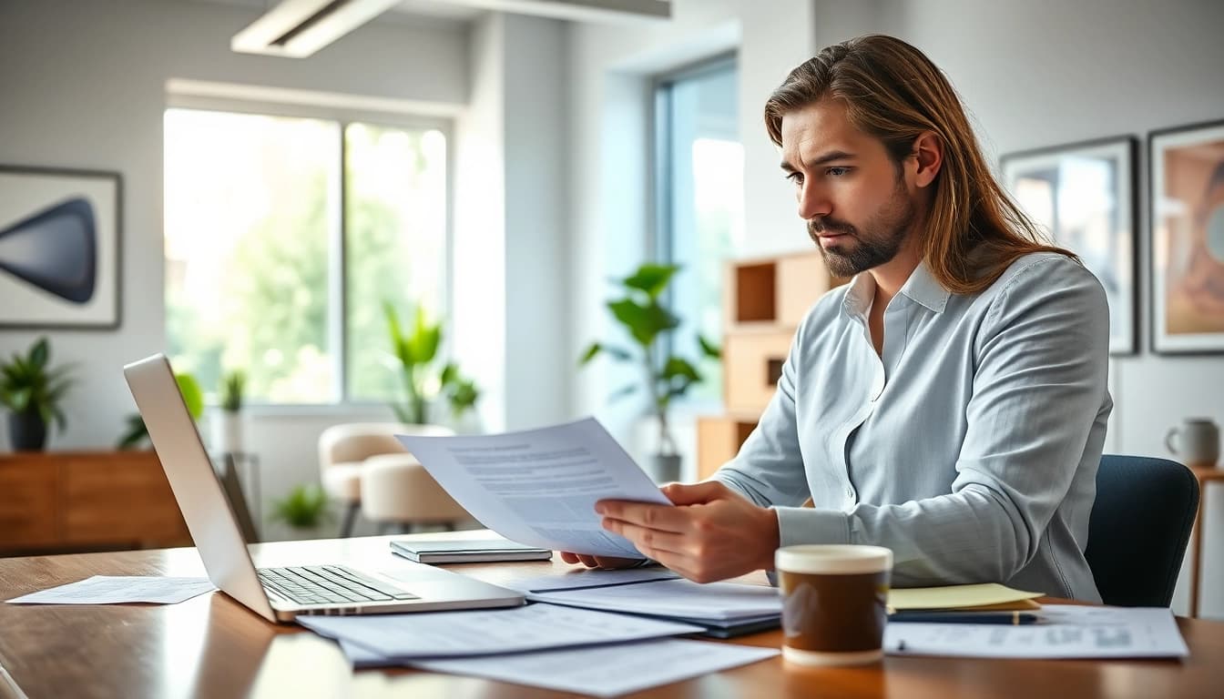Review grant applications effectively to secure vital grants in a modern office.